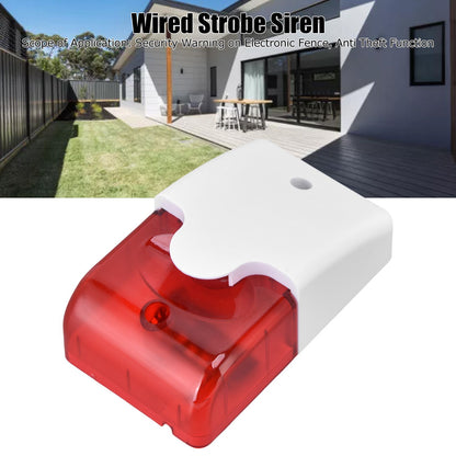 Mini Strobe Siren Wired Alarm Strobe Flashing Light Horn Flash Sound Siren for Home Security Alarm System V1294-YM0523-3111220072611