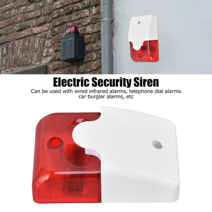 Mini Strobe Siren Wired Alarm Strobe Flashing Light Horn Flash Sound Siren for Home Security Alarm System V1294-YM0523-3111220072611