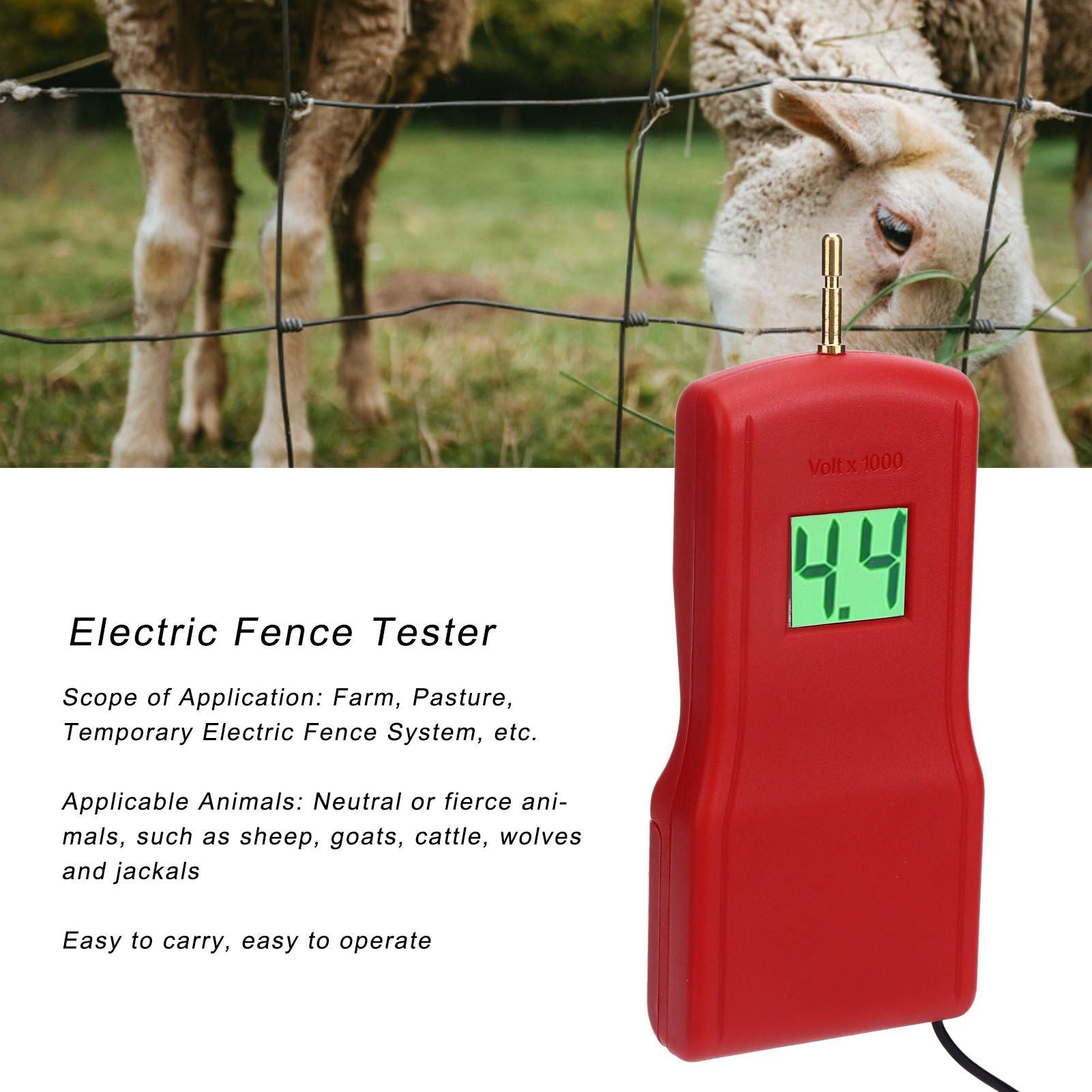 15KV Electric Fence Tester Voltage Detection for Farm Supply Fencing with LCD Screen V1294-YM0523-3111220073211