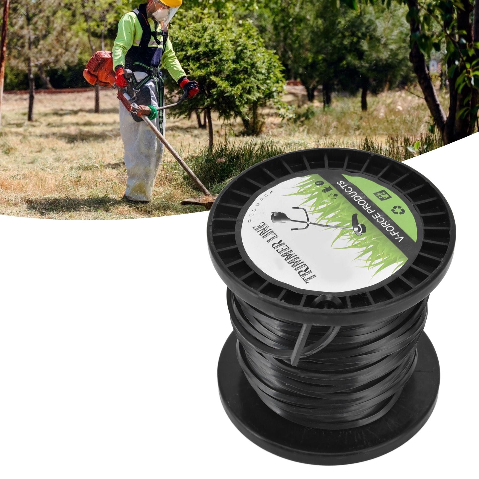 3.3mm String Trimmer Line High Cutting Efficiency Low Noise Quadrate Black Trimmer Line for Most Lawn Mowers V1294-YM0523-3111220074211