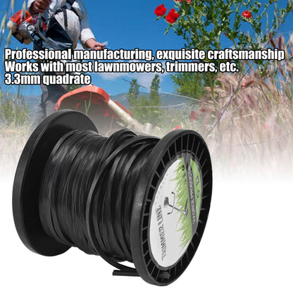 3.3mm String Trimmer Line High Cutting Efficiency Low Noise Quadrate Black Trimmer Line for Most Lawn Mowers V1294-YM0523-3111220074211