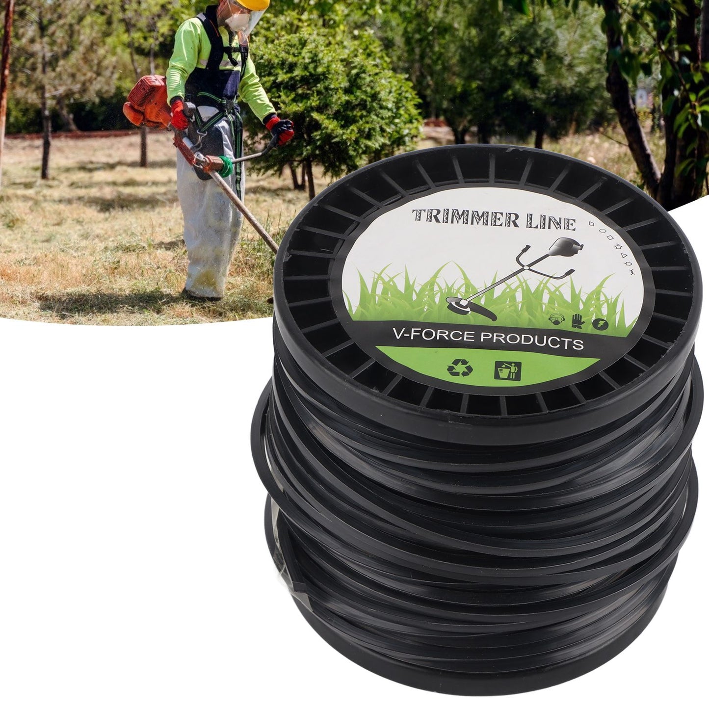 3.3mm String Trimmer Line High Cutting Efficiency Low Noise Quadrate Black Trimmer Line for Most Lawn Mowers V1294-YM0523-3111220074212
