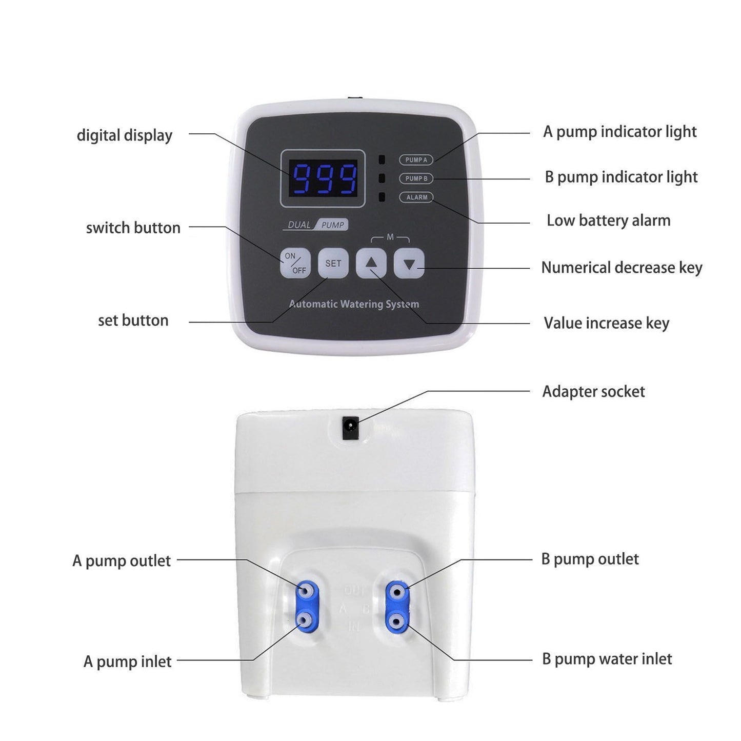 Smart Irrigation Timer Double Pump Automatic Watering Controller Garden Water Timer 110-240V AU Plug V1294-YM0523-3111220074814