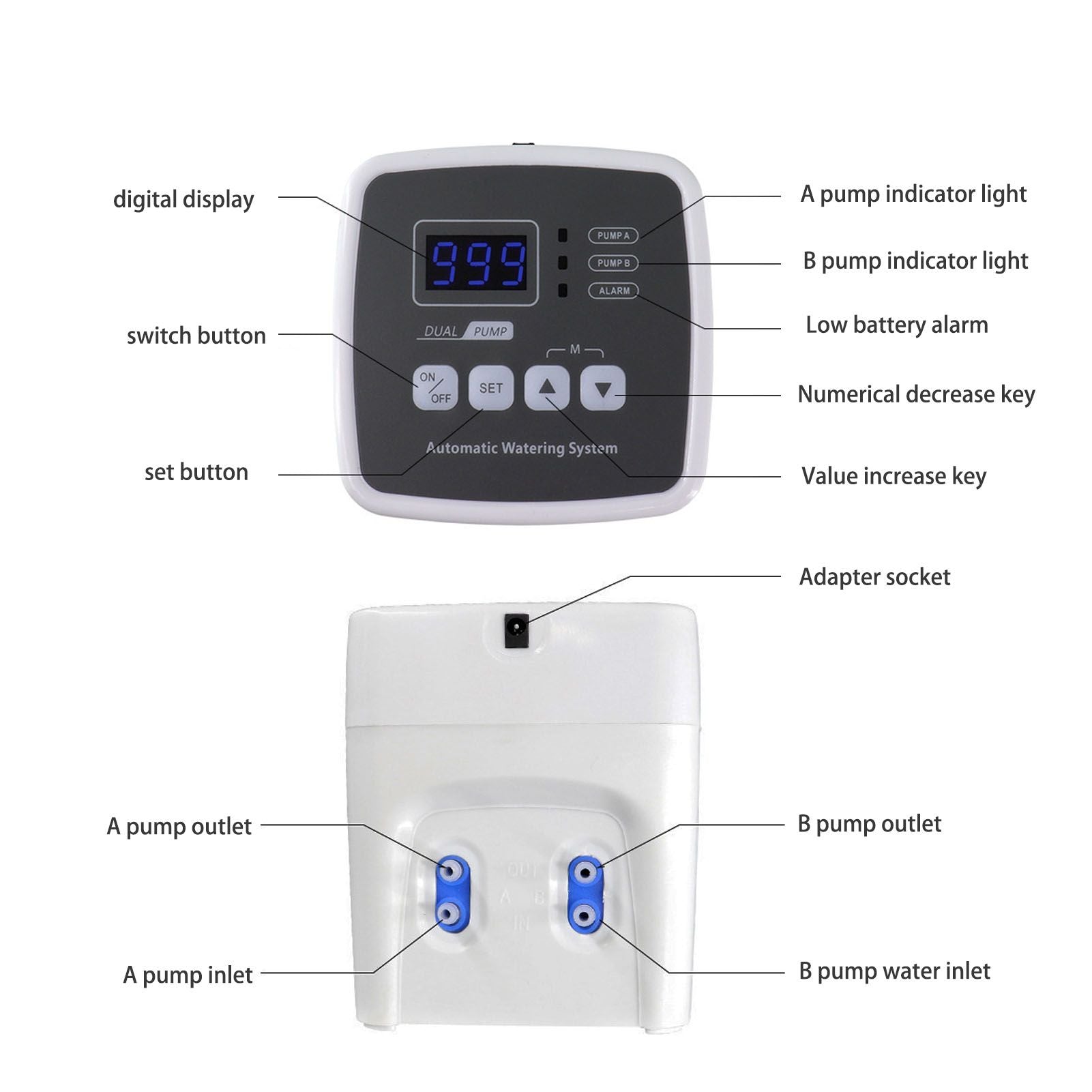 Smart Irrigation Timer Double Pump Automatic Watering Controller Garden Water Timer 110-240V AU Plug V1294-YM0523-3111220074814