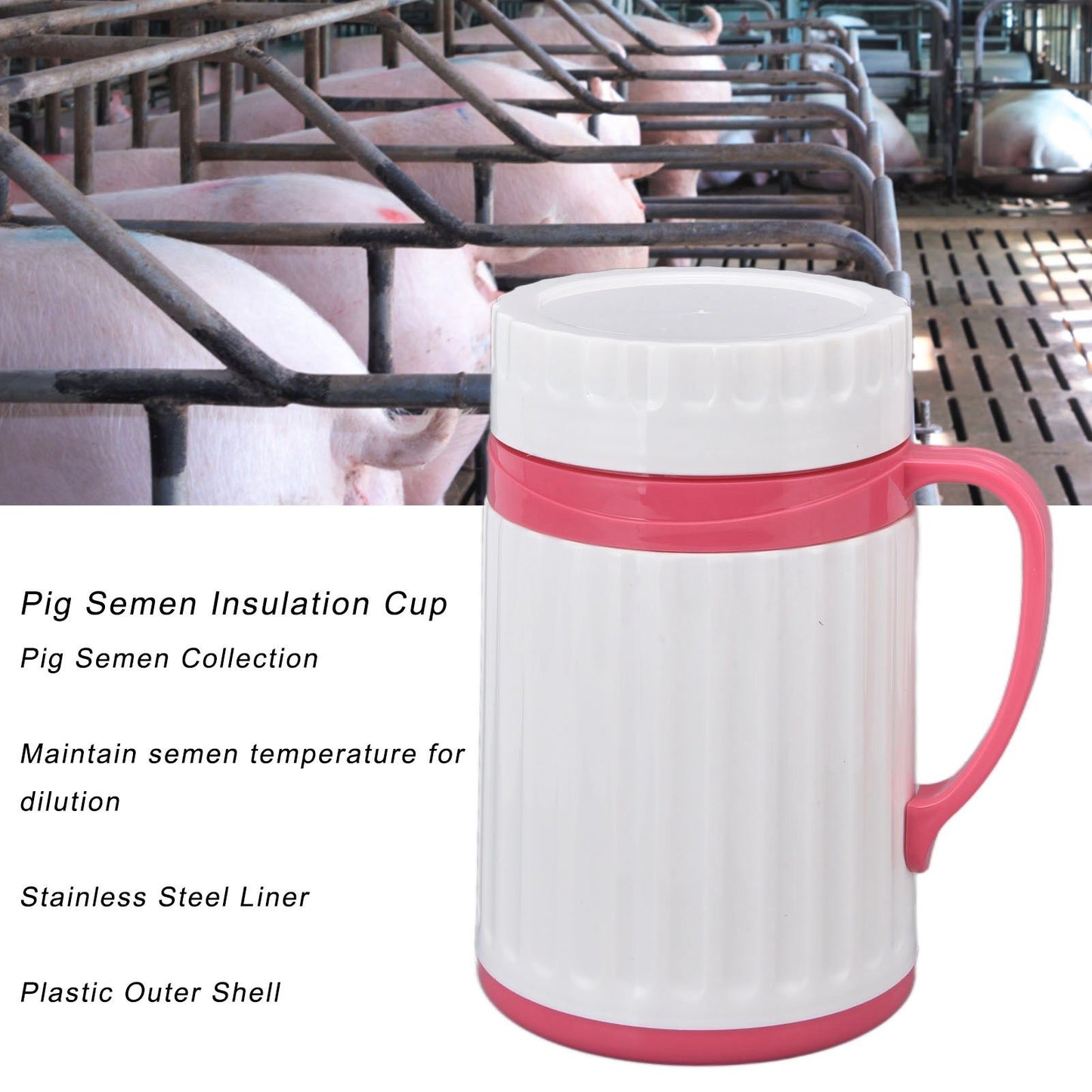 Pig Semen Insulation Cup Stainless Steel Liner Pig Semen Collection Cup for Pig Artificial Insemination V1294-YM0523-3111220075511