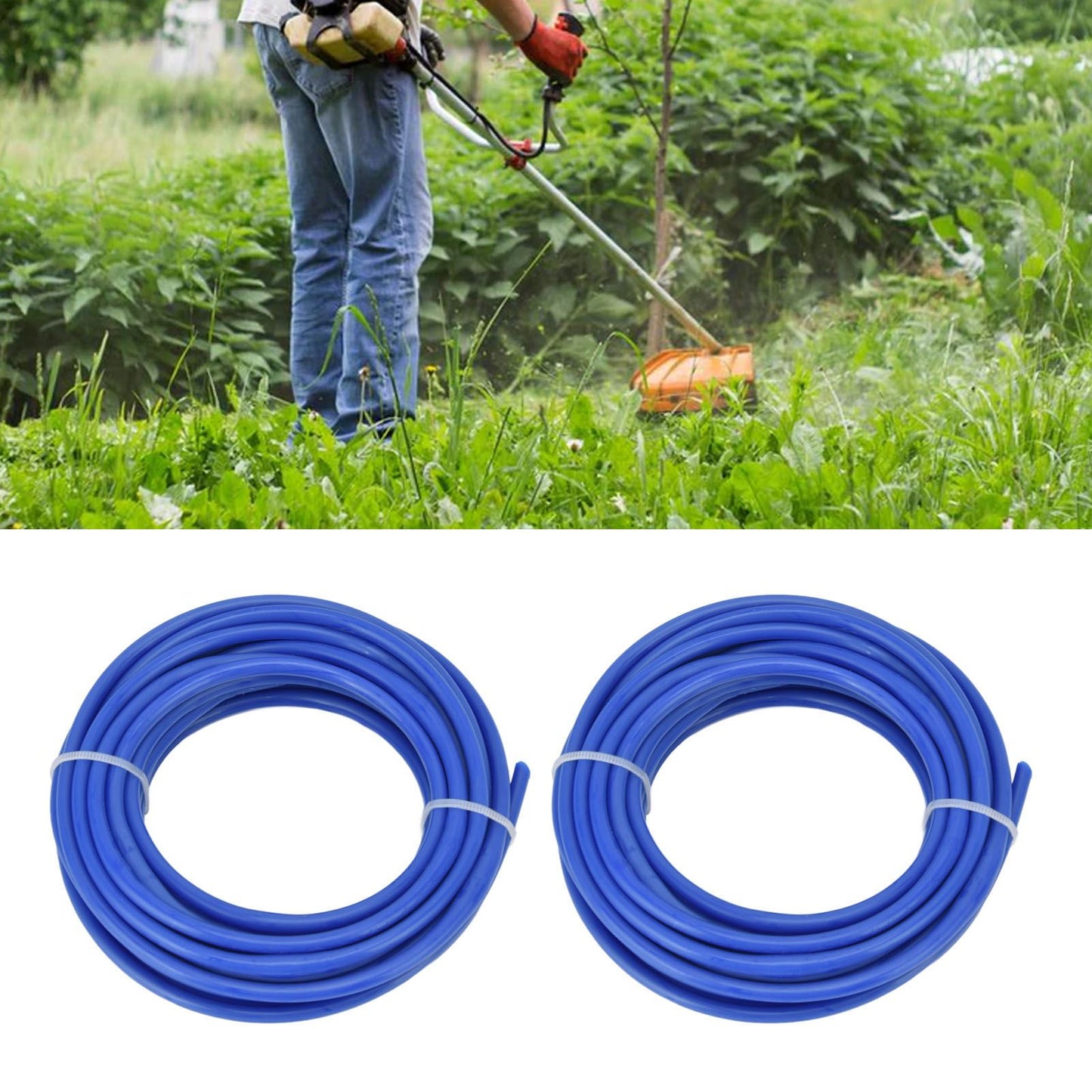 2PCS 4mm String Trimmer Line Nylon Round Trimmer Line Blue Lawn Mower Accessories for Husqvarna 5m / 16.4ft V1294-YM0523-3111220075811