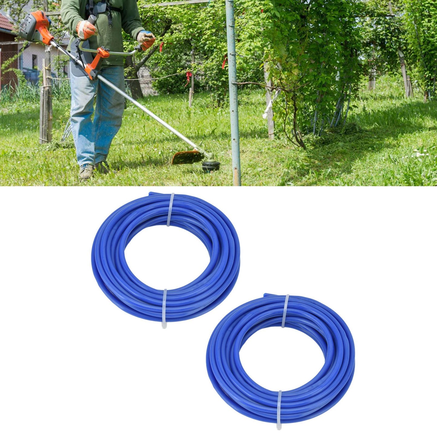 2PCS 4mm String Trimmer Line Nylon Round Trimmer Line Blue Lawn Mower Accessories for Husqvarna 5m / 16.4ft V1294-YM0523-3111220075811