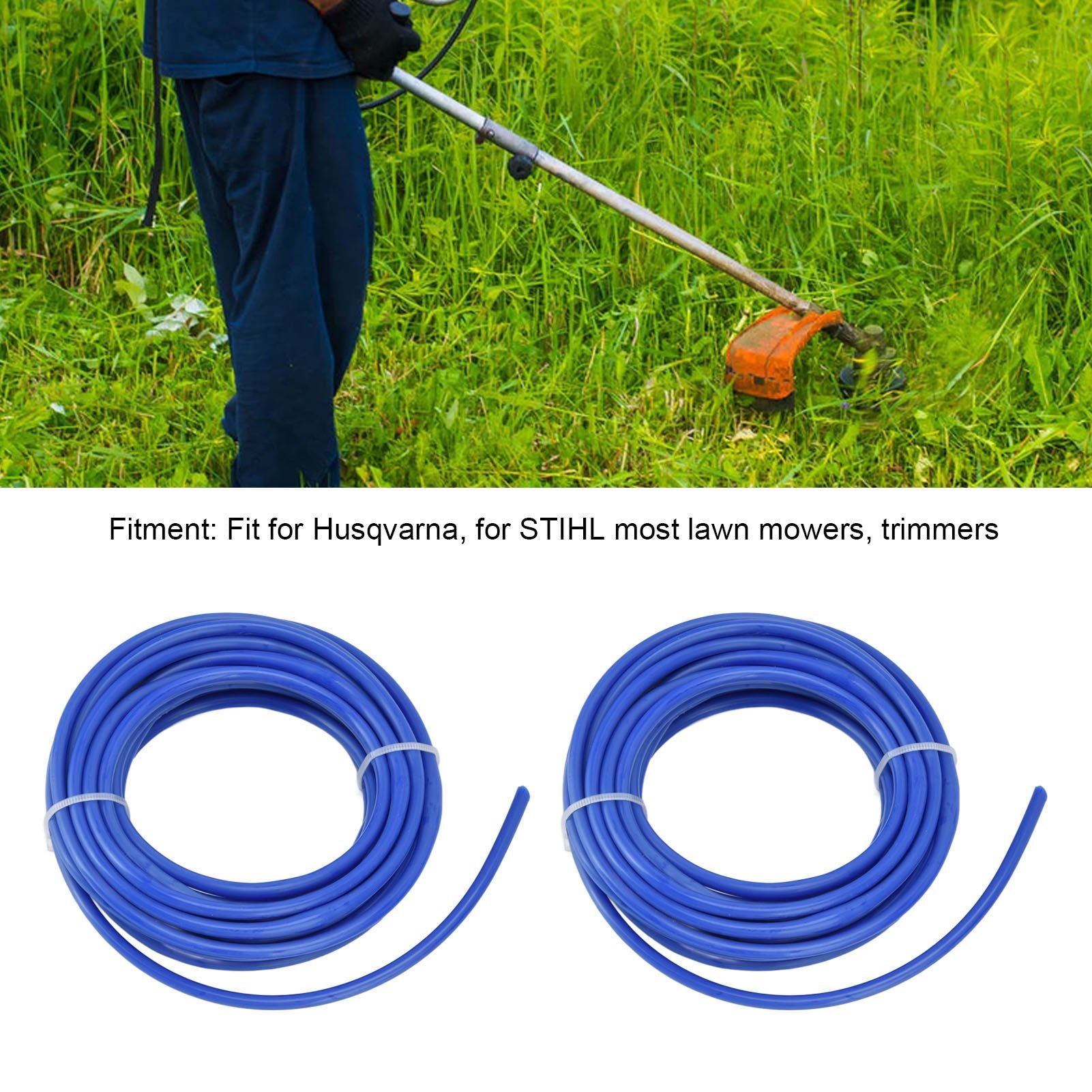 2PCS 4mm String Trimmer Line Nylon Round Trimmer Line Blue Lawn Mower Accessories for Husqvarna 5m / 16.4ft V1294-YM0523-3111220075811