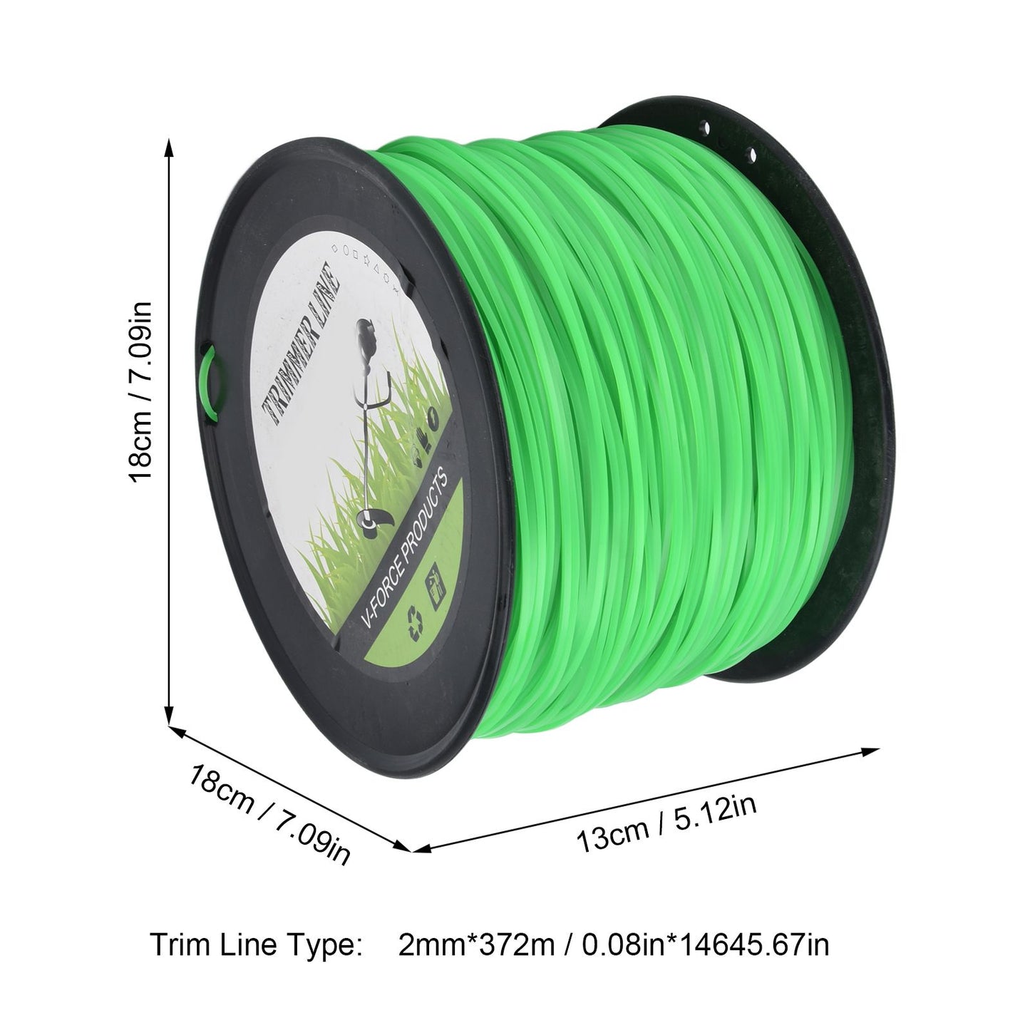 2.0mm 372 Meters Trimmer Line Lawn Mower String Cord Green String Trimmer Line for Husqvarna V1294-YM0523-3111220075911