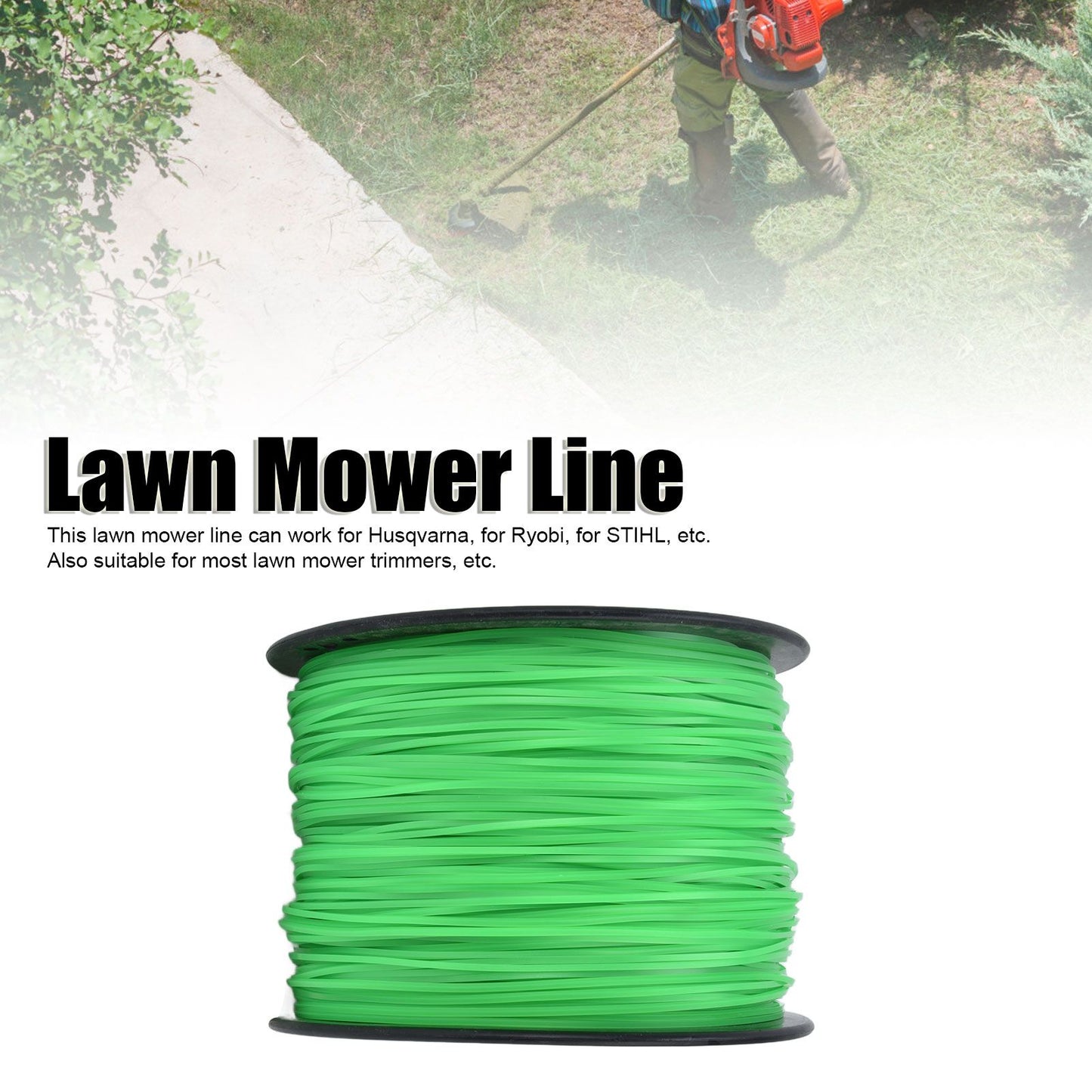2.0mm 372 Meters Trimmer Line Lawn Mower String Cord Green String Trimmer Line for Husqvarna V1294-YM0523-3111220075911