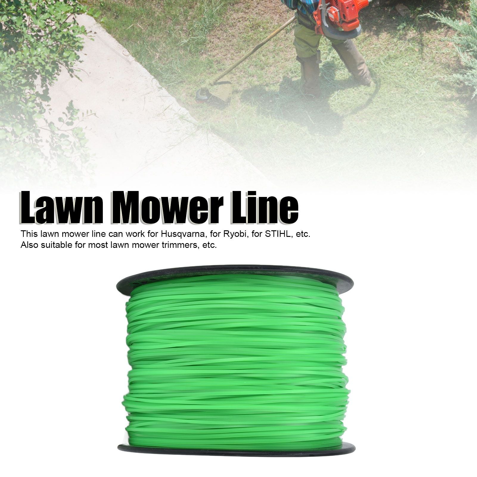2.0mm 372 Meters Trimmer Line Lawn Mower String Cord Green String Trimmer Line for Husqvarna V1294-YM0523-3111220075911