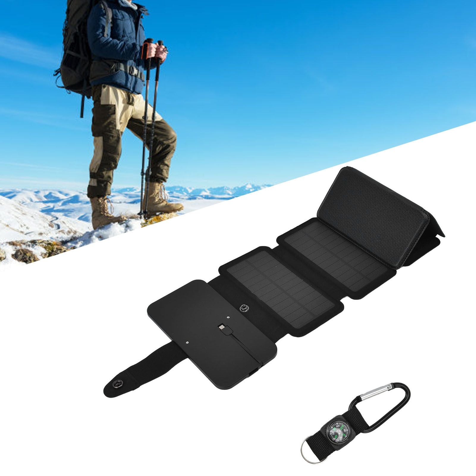 Solar Power Bank Foldable Dual Output Portable Universal Direct Charging Charger for 3 Proof Mobile Power V1294-YM0523-3111220077812