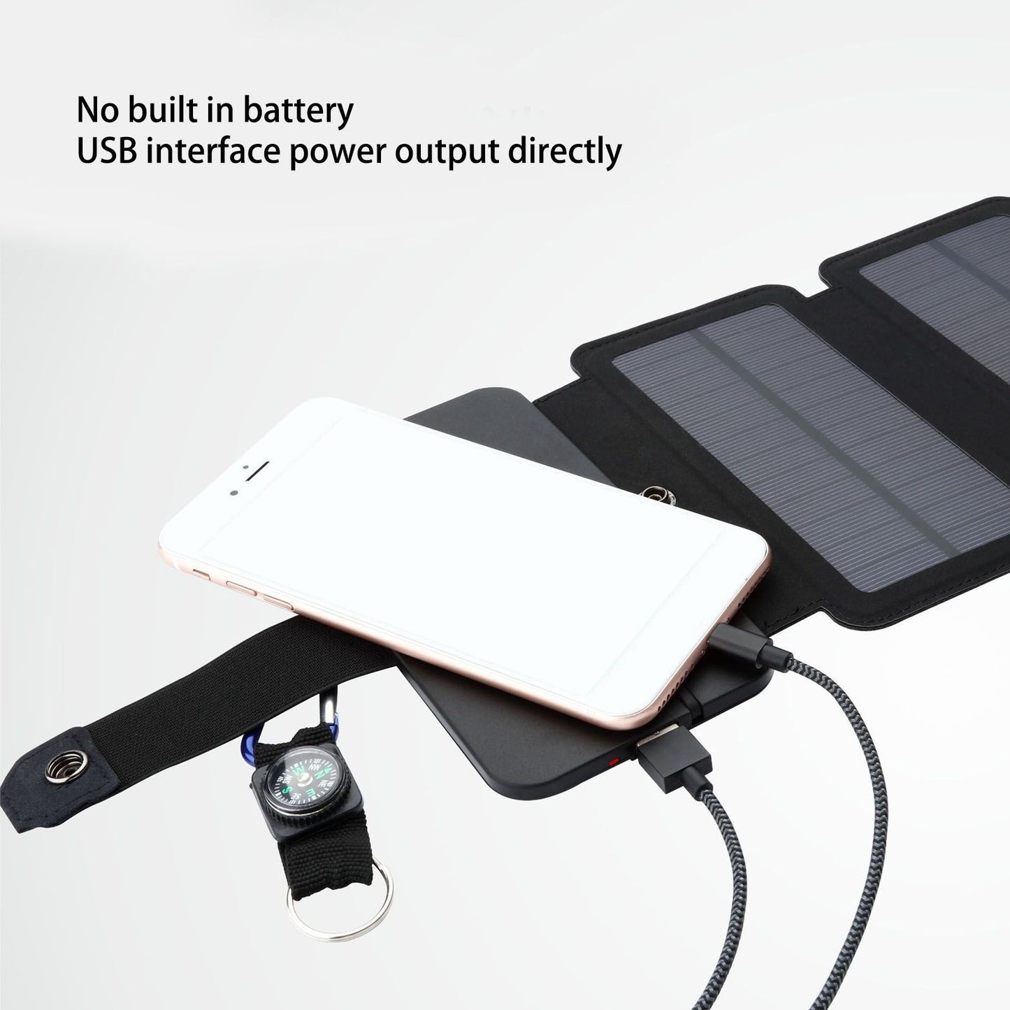 Solar Power Bank Foldable Dual Output Portable Universal Direct Charging Charger for 3 Proof Mobile Power V1294-YM0523-3111220077812