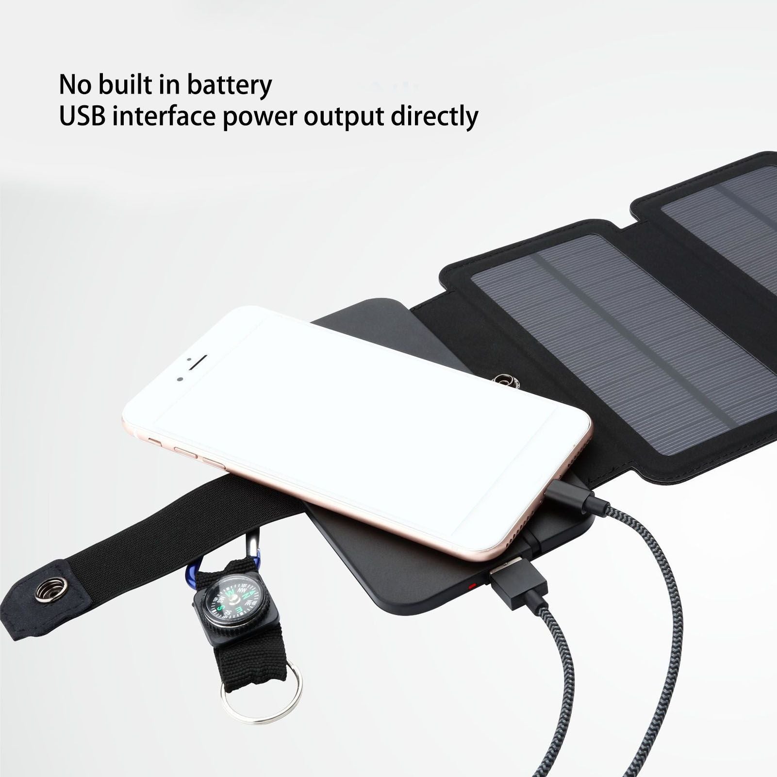 Solar Power Bank Foldable Dual Output Portable Universal Direct Charging Charger for 3 Proof Mobile Power V1294-YM0523-3111220077812