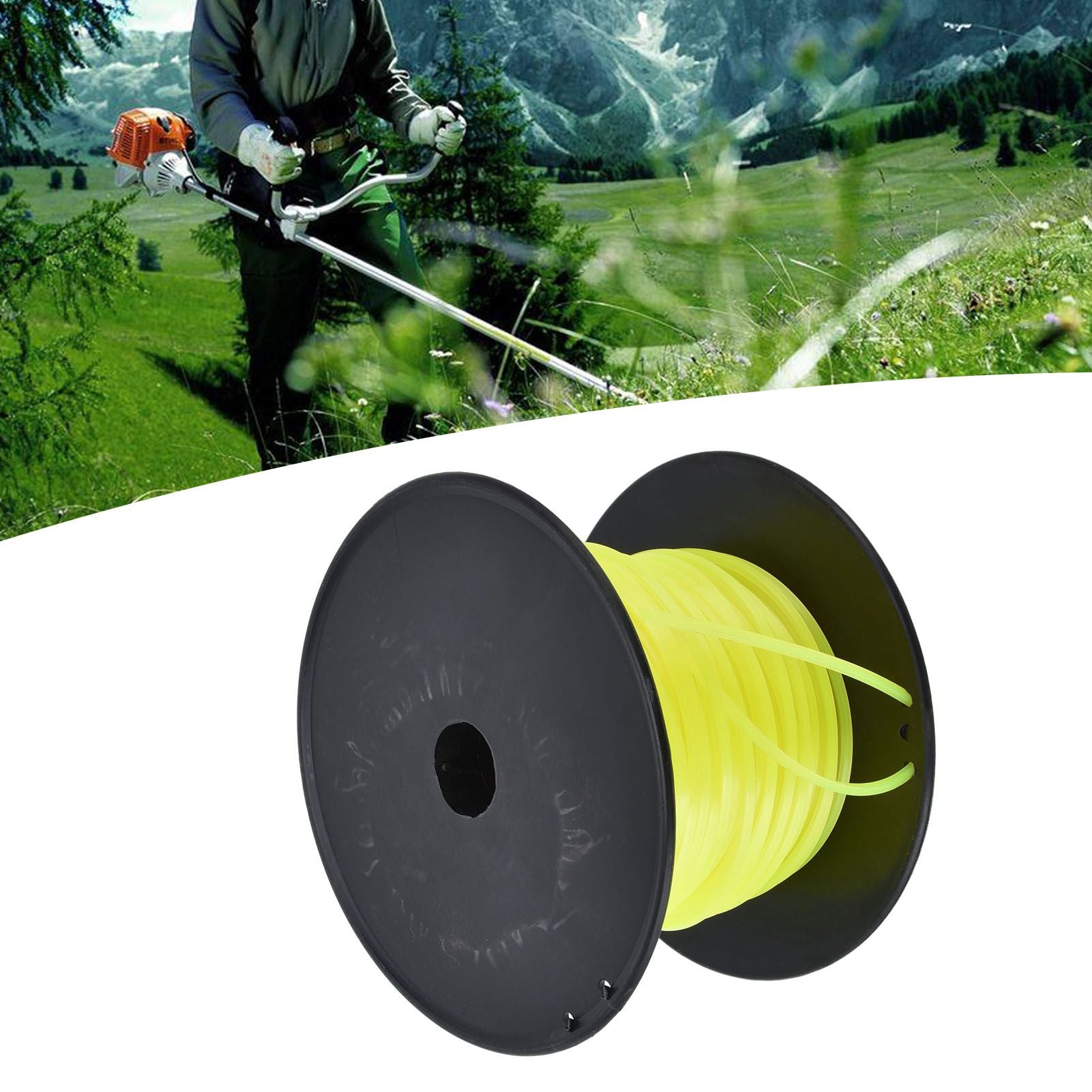 3mm String Trimmer Line Quadrate Grass Trimmer Line Lawn Mower Line for Husqvarna Yellow 50m / 164.0ft V1294-YM0523-3111220079212