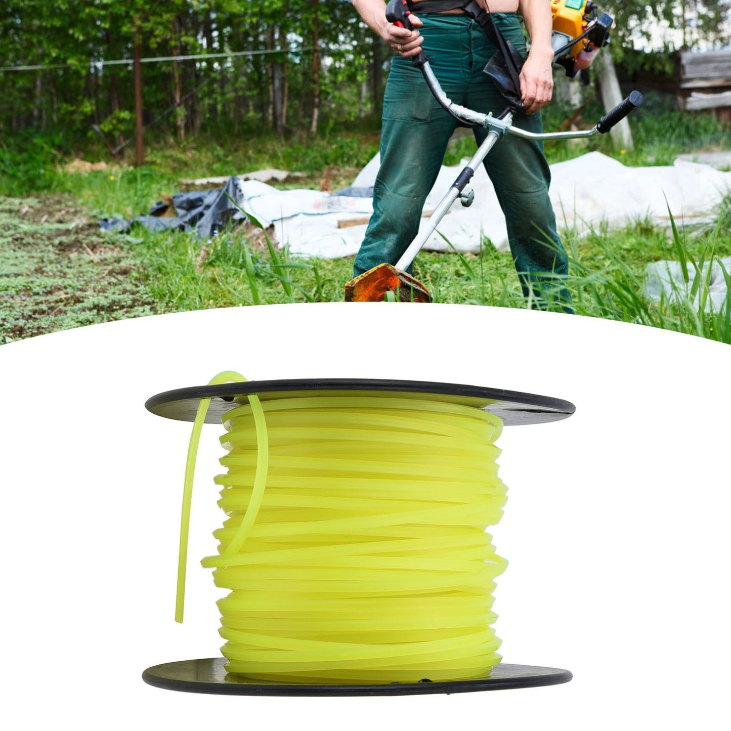 3mm String Trimmer Line Quadrate Grass Trimmer Line Lawn Mower Line for Husqvarna Yellow 50m / 164.0ft V1294-YM0523-3111220079212