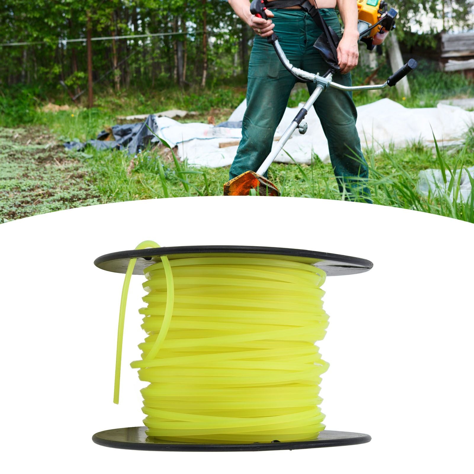 3mm String Trimmer Line Quadrate Grass Trimmer Line Lawn Mower Line for Husqvarna Yellow 50m / 164.0ft V1294-YM0523-3111220079212