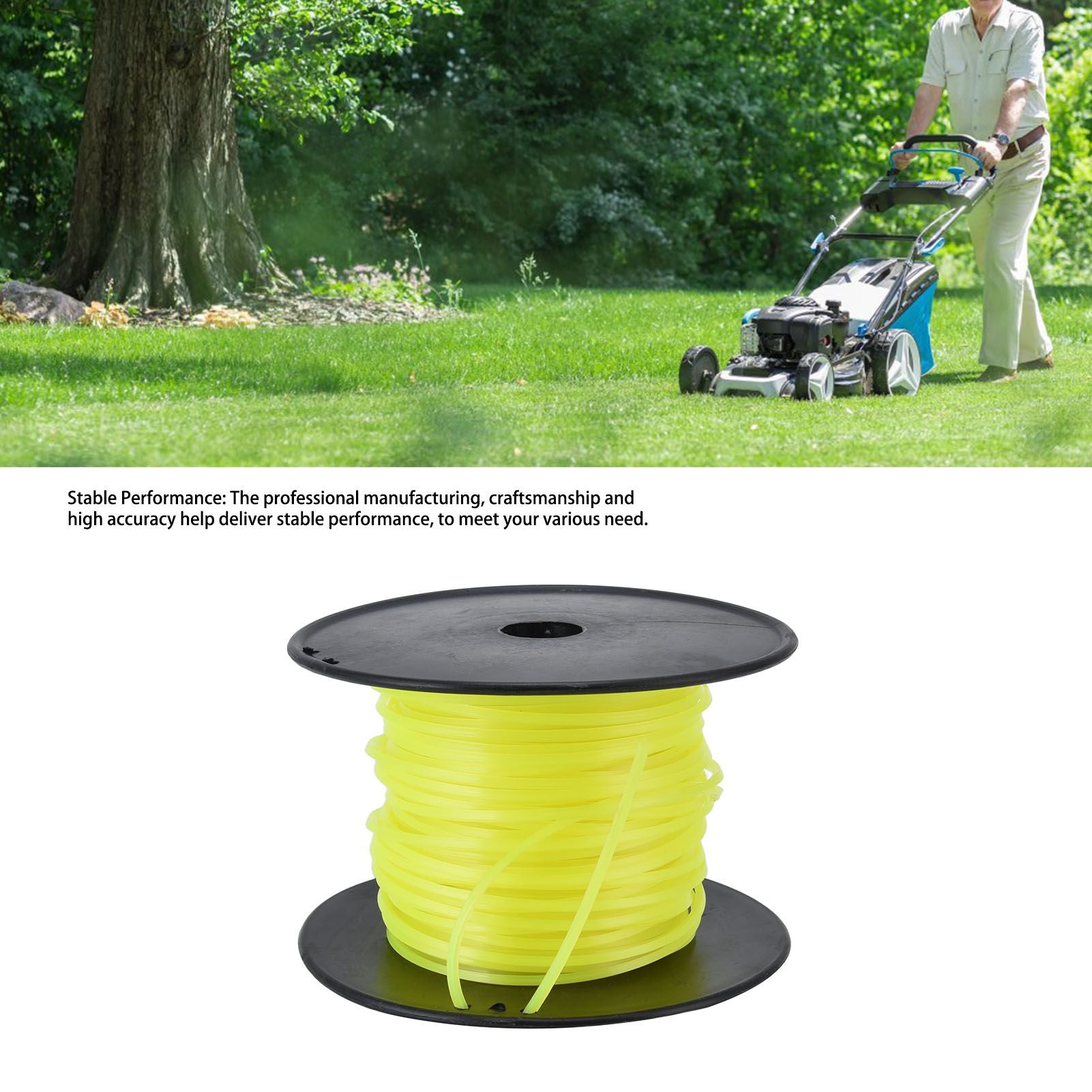 3mm String Trimmer Line Quadrate Grass Trimmer Line Lawn Mower Line for Husqvarna Yellow 50m / 164.0ft V1294-YM0523-3111220079212