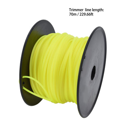 3mm String Trimmer Line Quadrate Grass Trimmer Line Lawn Mower Line for Husqvarna Yellow 70m / 229.7ft V1294-YM0523-3111220079213