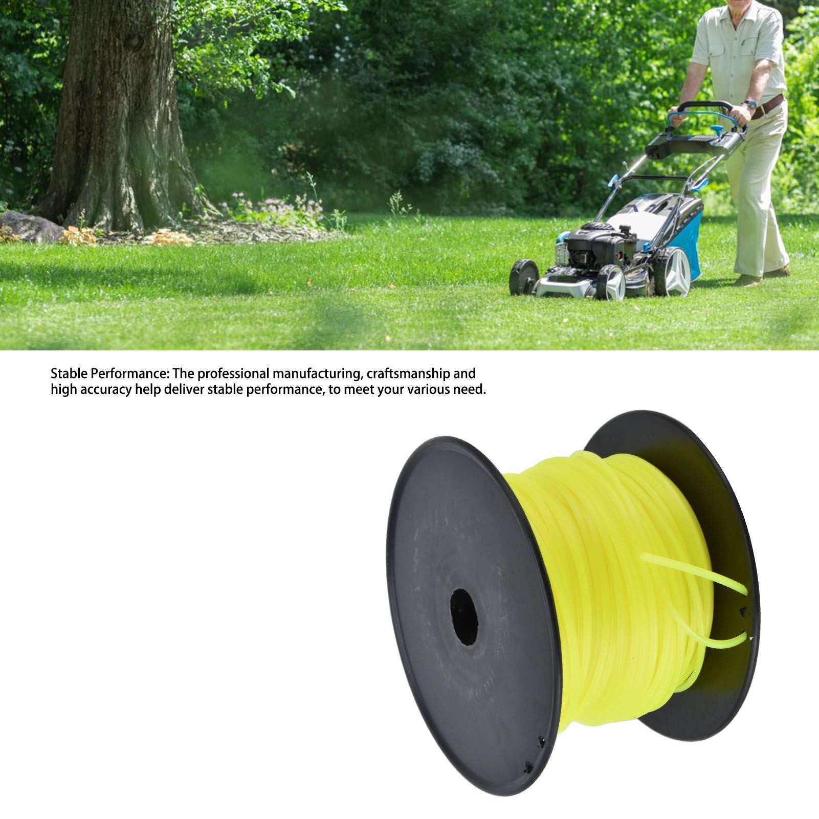 3mm String Trimmer Line Quadrate Grass Trimmer Line Lawn Mower Line for Husqvarna Yellow 70m / 229.7ft V1294-YM0523-3111220079213