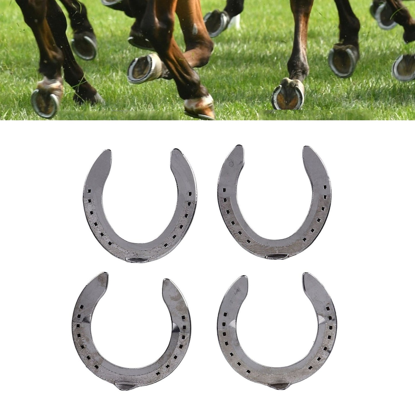4pcs Horseshoes Aluminum Alloy Light Weight Reliable Practical Horse Riding Accessory for Racecourse Farm No. V1294-YM0523-3111220079611