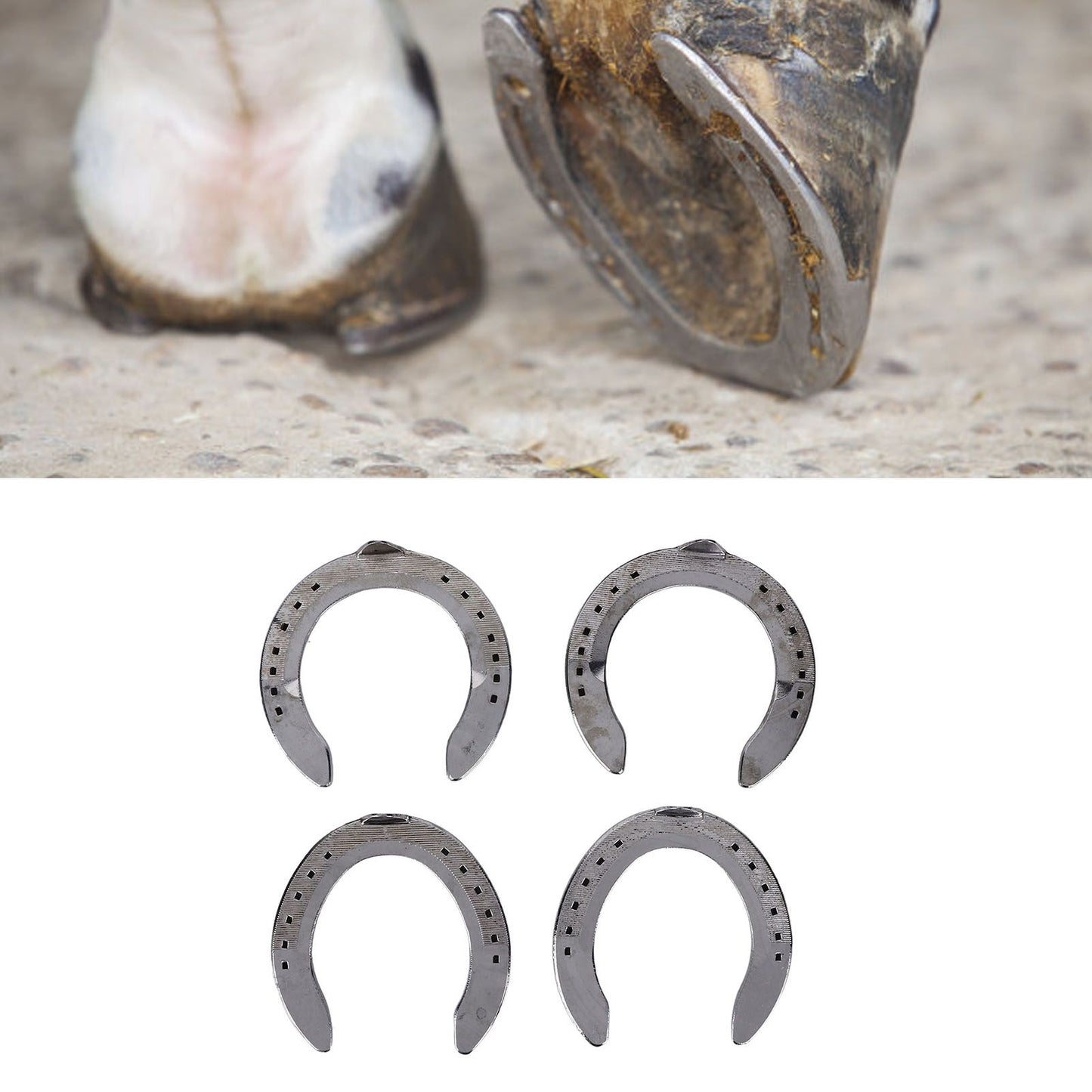 4pcs Horseshoes Aluminum Alloy Light Weight Reliable Practical Horse Riding Accessory for Racecourse Farm No. V1294-YM0523-3111220079611