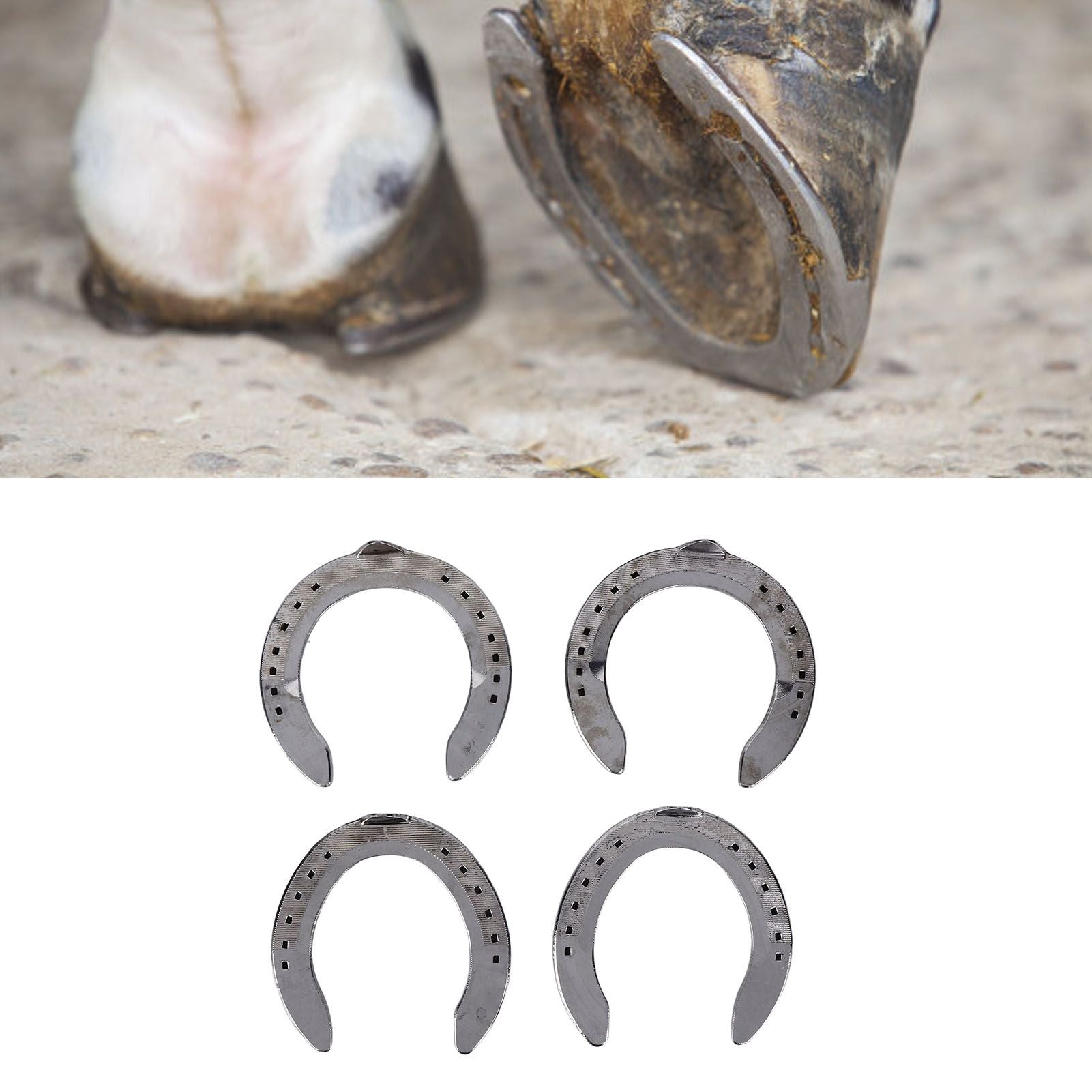 4pcs Horseshoes Aluminum Alloy Light Weight Reliable Practical Horse Riding Accessory for Racecourse Farm No. V1294-YM0523-3111220079611