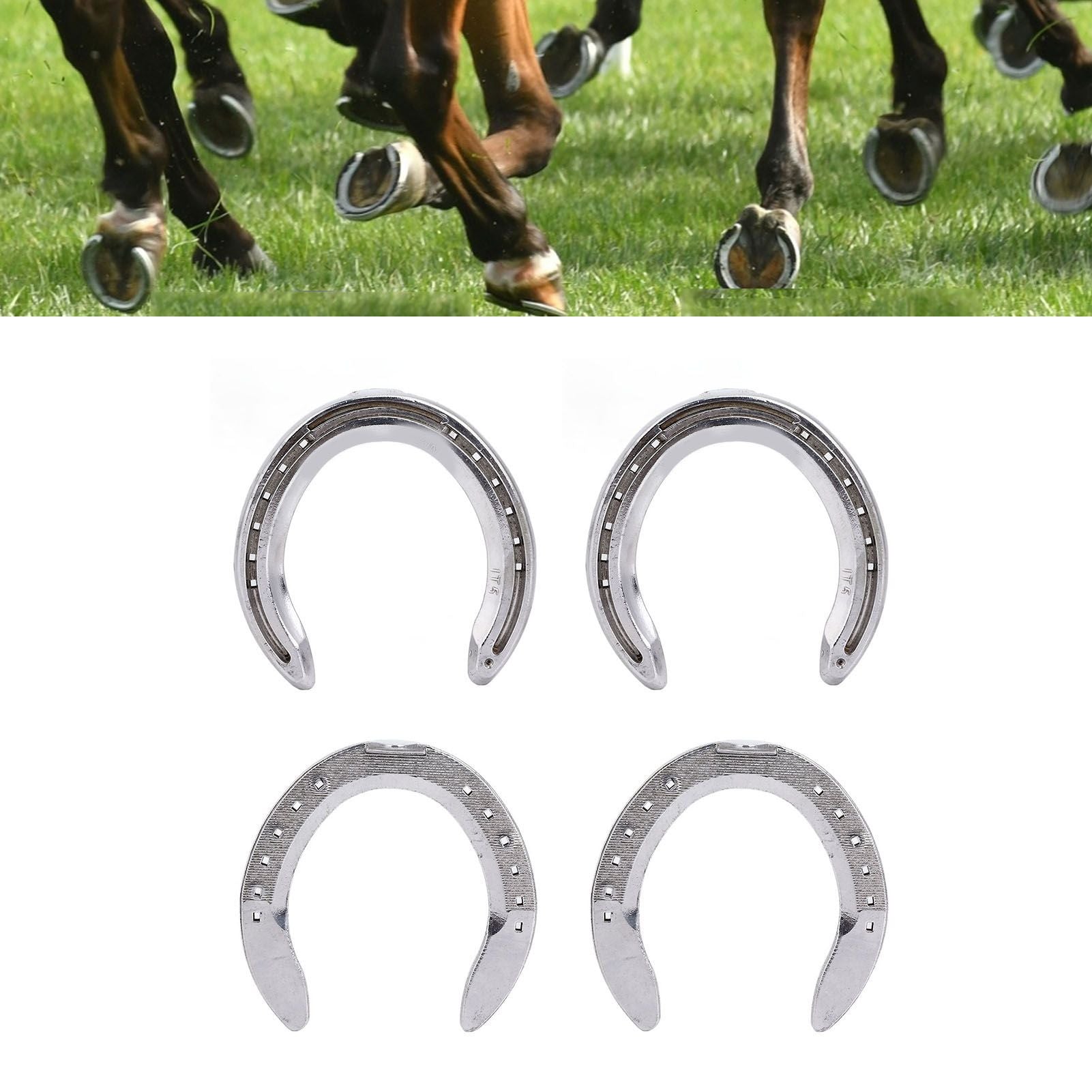 4pcs Horseshoes Aluminum Alloy Light Weight Reliable Practical Horse Riding Accessory for Racecourse Farm No. V1294-YM0523-3111220079612