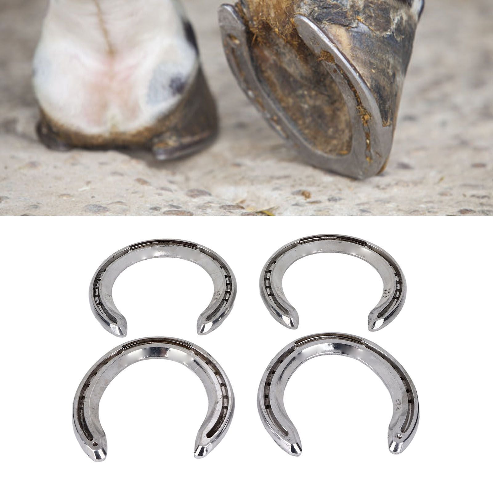 4pcs Horseshoes Aluminum Alloy Light Weight Reliable Practical Horse Riding Accessory for Racecourse Farm No. V1294-YM0523-3111220079612