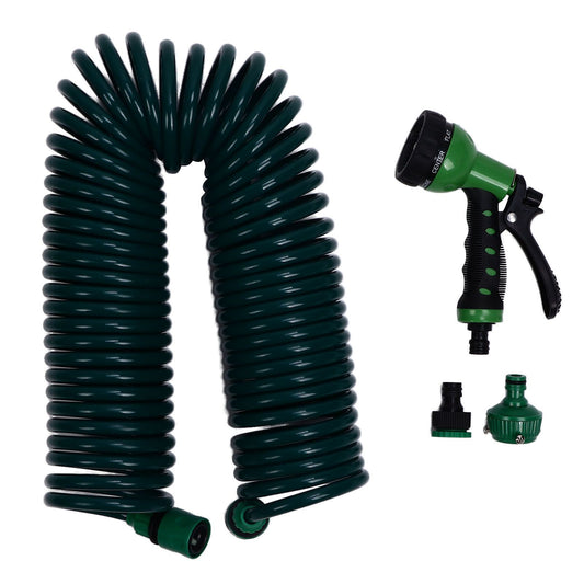 Coil Garden Water Hose 15m/49.2ft EVA 7 Modes Garden Telescopic Spring Tube for Watering Plants Gardens Lawns V1294-YM0523-3111220080211