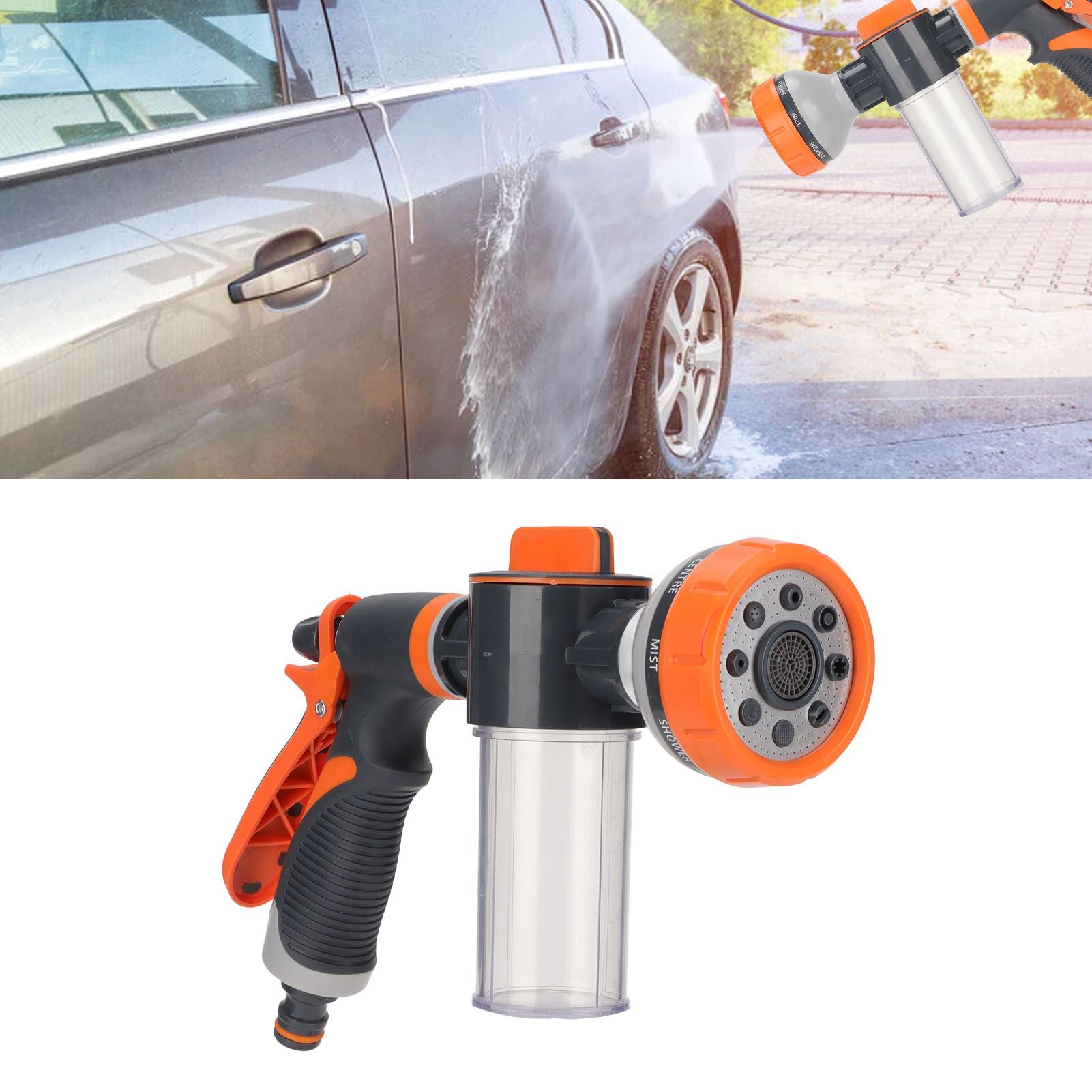 Garden Hose Nozzle 8 Spray Pattern Hose Hand Sprayer for Flowers Watering Car Wash Pet Shower V1294-YM0523-3111220081011