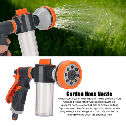 Garden Hose Nozzle 8 Spray Pattern Hose Hand Sprayer for Flowers Watering Car Wash Pet Shower V1294-YM0523-3111220081011
