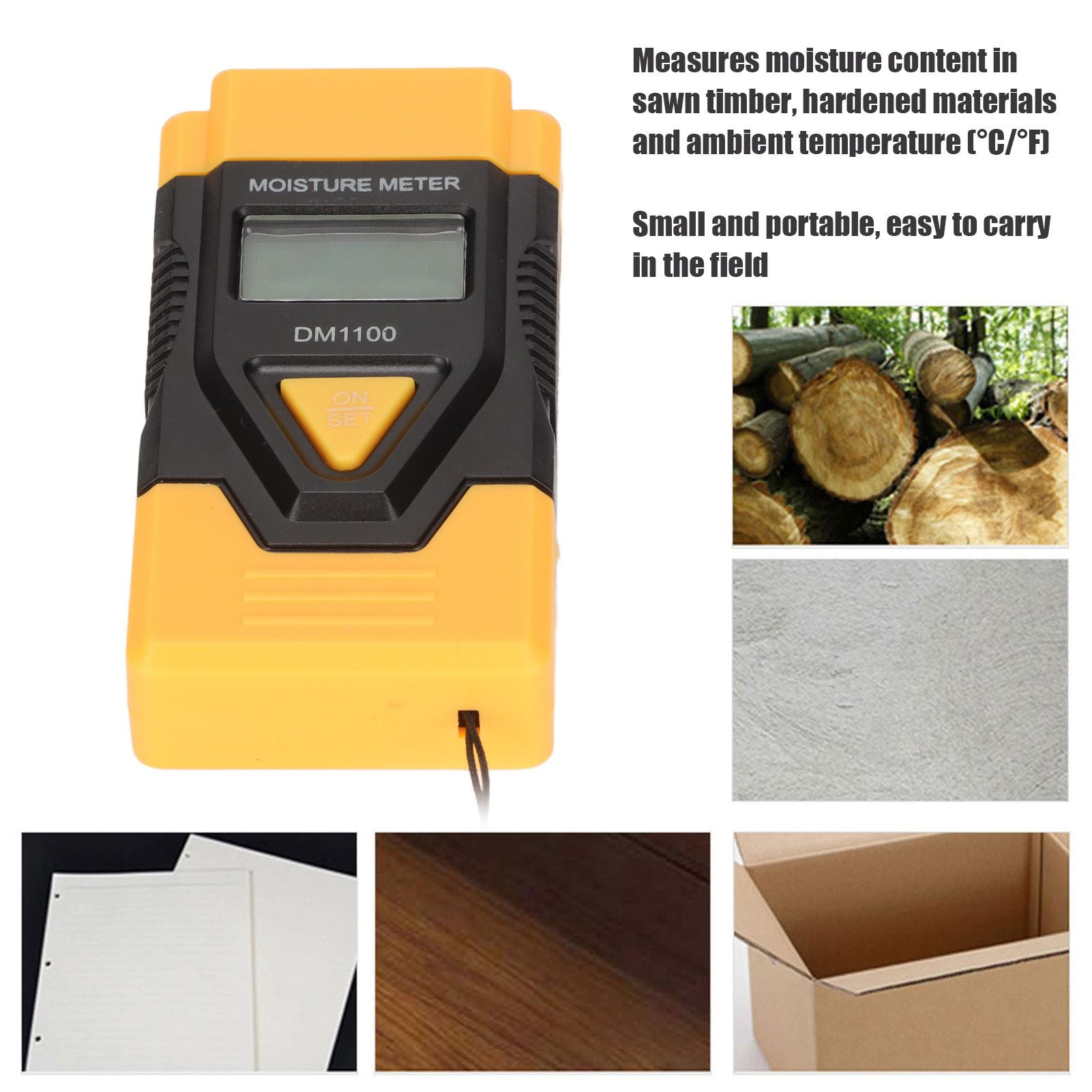 3 in 1 Wood Moisture Meter Accurate Fast Measurement Clear Display Digital Moisture Meter for Paper Building V1294-YM0523-3111220081411
