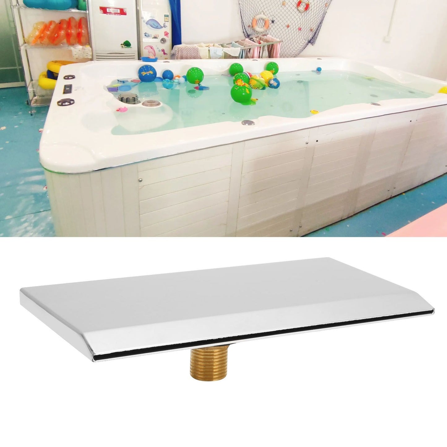 Waterfall Tub Spout G1/2 External Thread SPA Bathroom Pool Swimming Pool Silver Wall Mounted Waterfall Outlet V1294-YM0523-3111220081611
