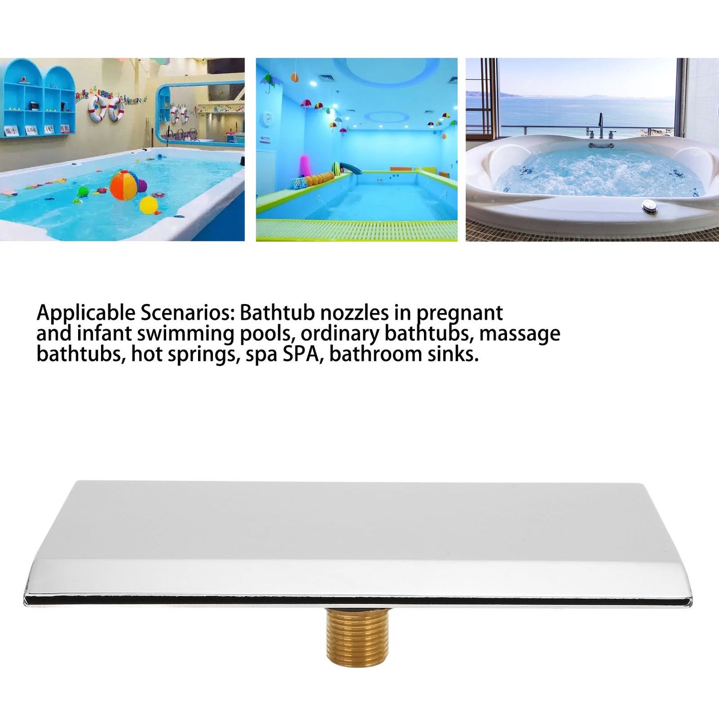 Waterfall Tub Spout G1/2 External Thread SPA Bathroom Pool Swimming Pool Silver Wall Mounted Waterfall Outlet V1294-YM0523-3111220081611