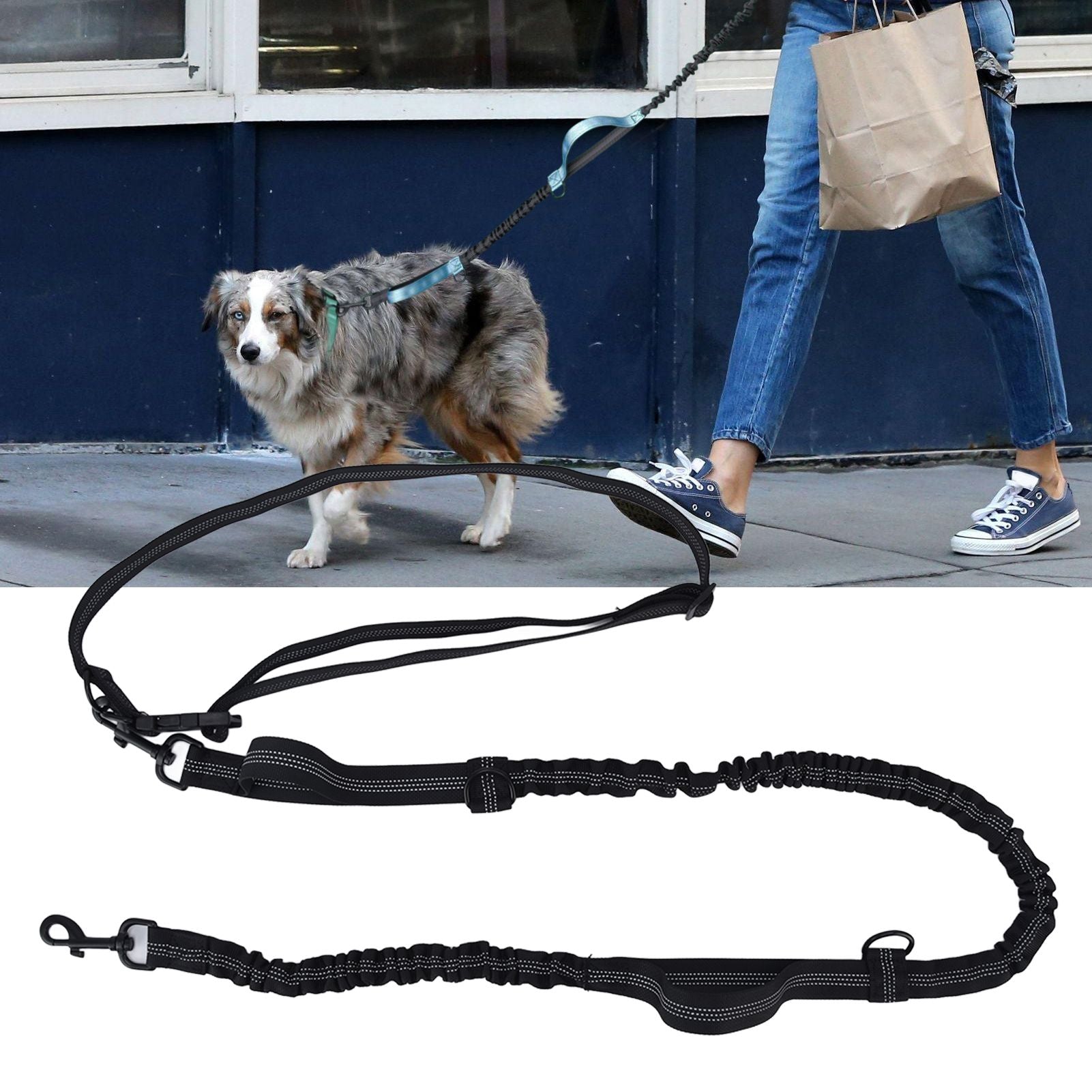 Pet Leash Reflective Retractable Portable Adjustable Dog Traction Rope for Pets Dogs Black V1294-YM0523-3111220081912