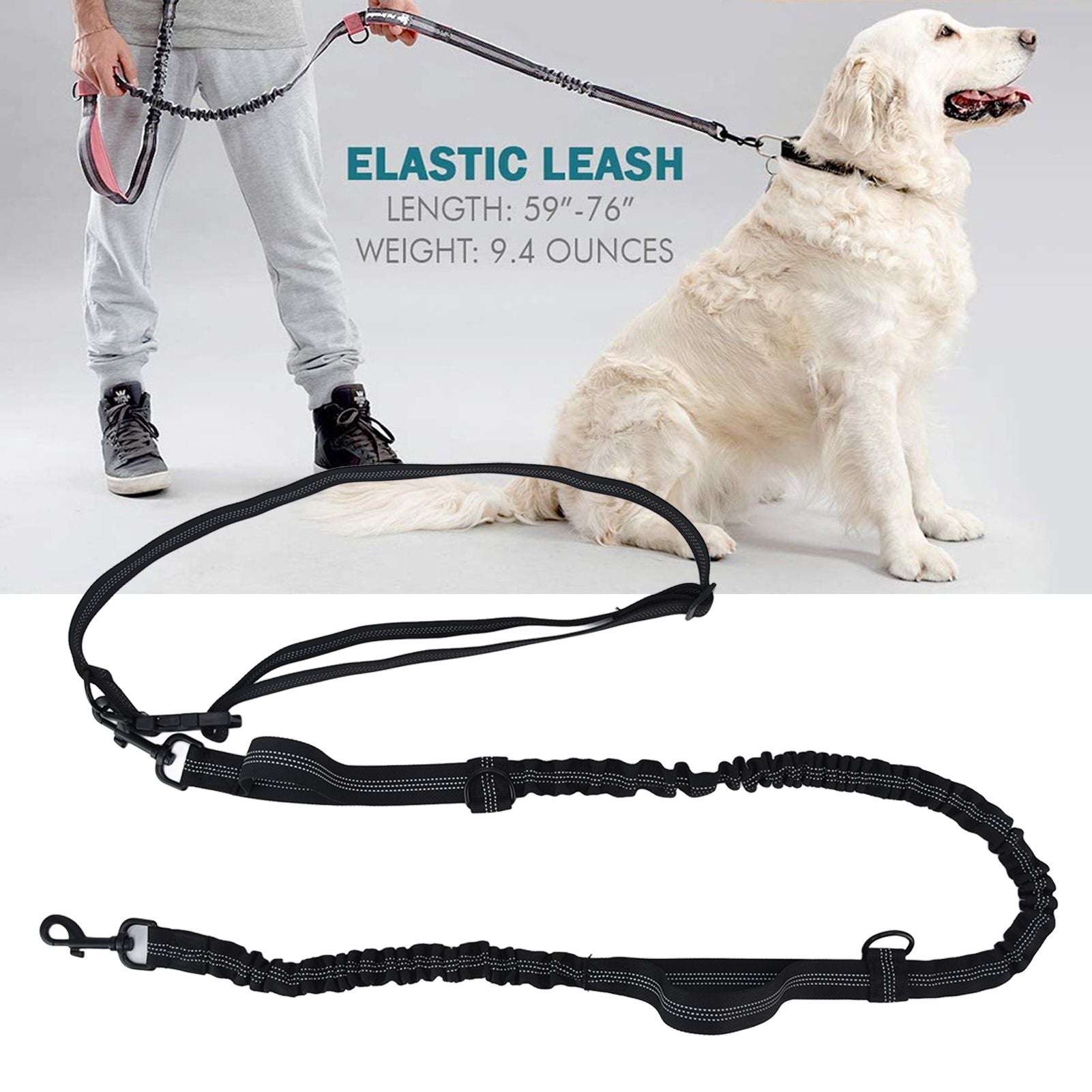 Pet Leash Reflective Retractable Portable Adjustable Dog Traction Rope for Pets Dogs Black V1294-YM0523-3111220081912