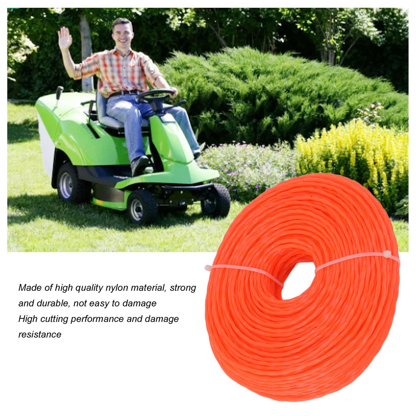 Nylon Trimmer Cord 3.0mm 85m Twisted Trimmer Line for Home Garden Heavy Duty Lawn Mower Cutters V1294-YM0523-3111220082611