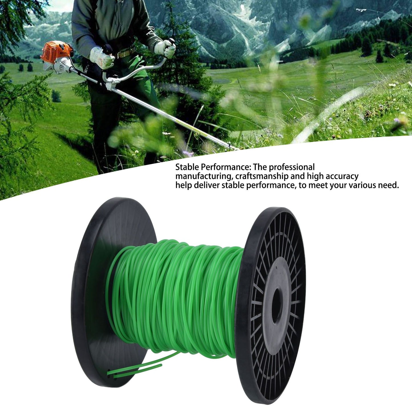 2mm String Trimmer Line Round Grass Trimmer Line Green Lawn Mower Line for Husqvarna 30m / 98.4ft V1294-YM0523-3111220082811