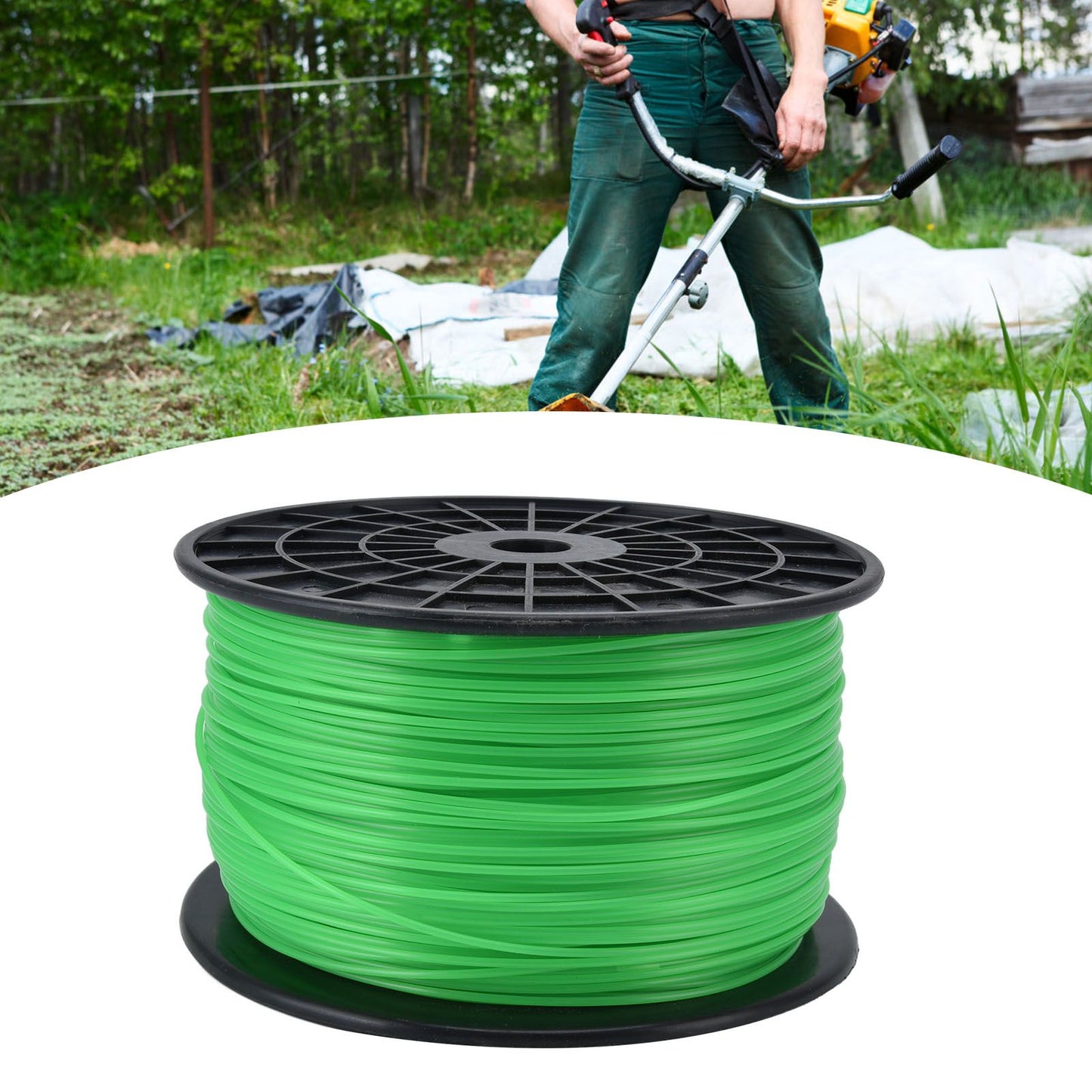 2mm String Trimmer Line Round Grass Trimmer Line Green Lawn Mower Line for Husqvarna 372m / 1220.5ft V1294-YM0523-3111220082814
