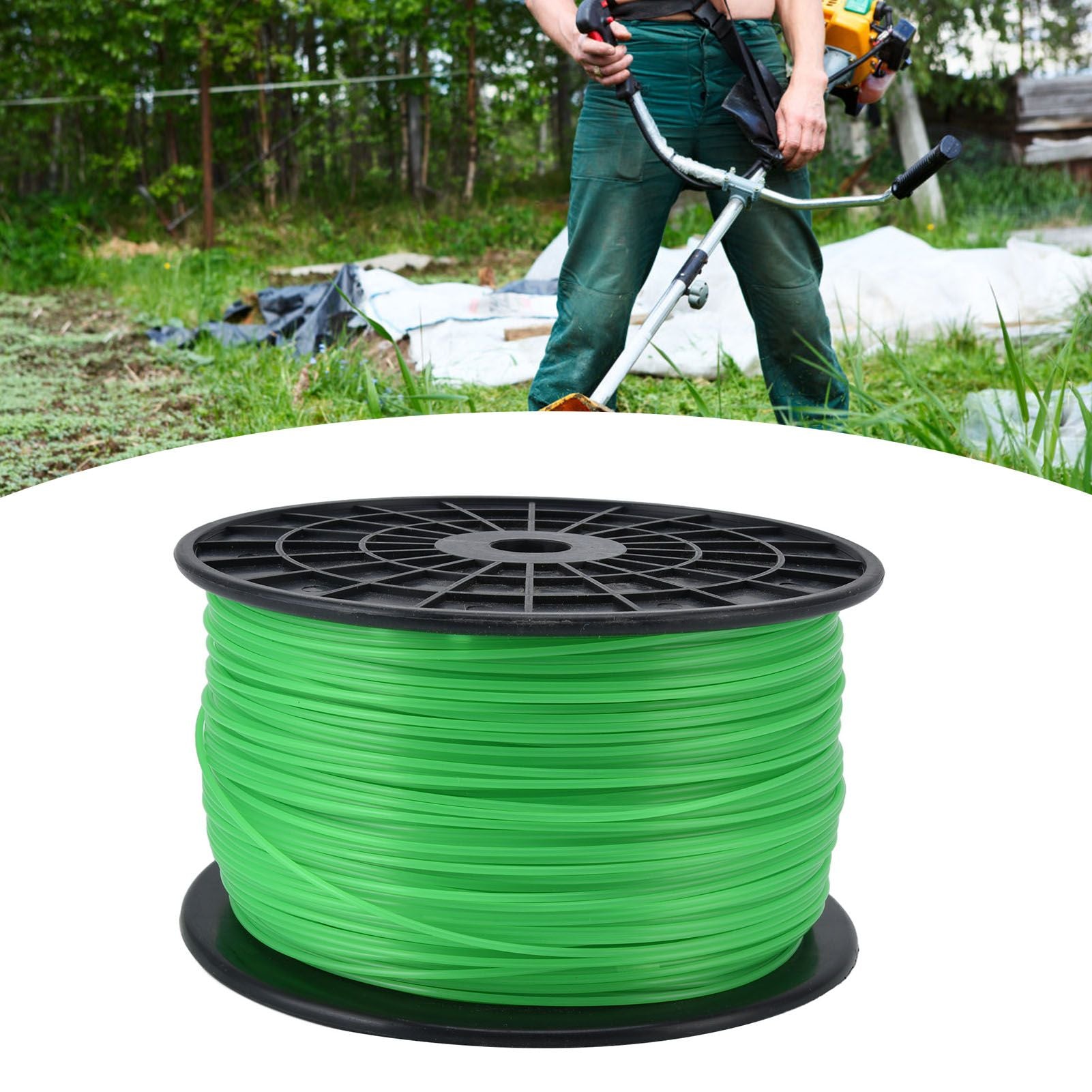 2mm String Trimmer Line Round Grass Trimmer Line Green Lawn Mower Line for Husqvarna 372m / 1220.5ft V1294-YM0523-3111220082814