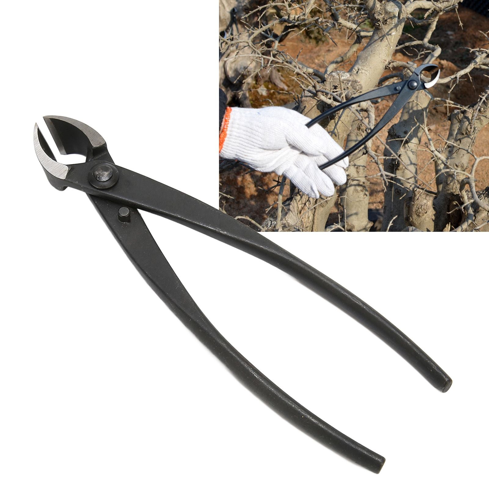 200mm/7.9in Concave Branch Cutter High Strength Manganese Steel Diagonal Pliers Black V1294-YM0523-3111220083711