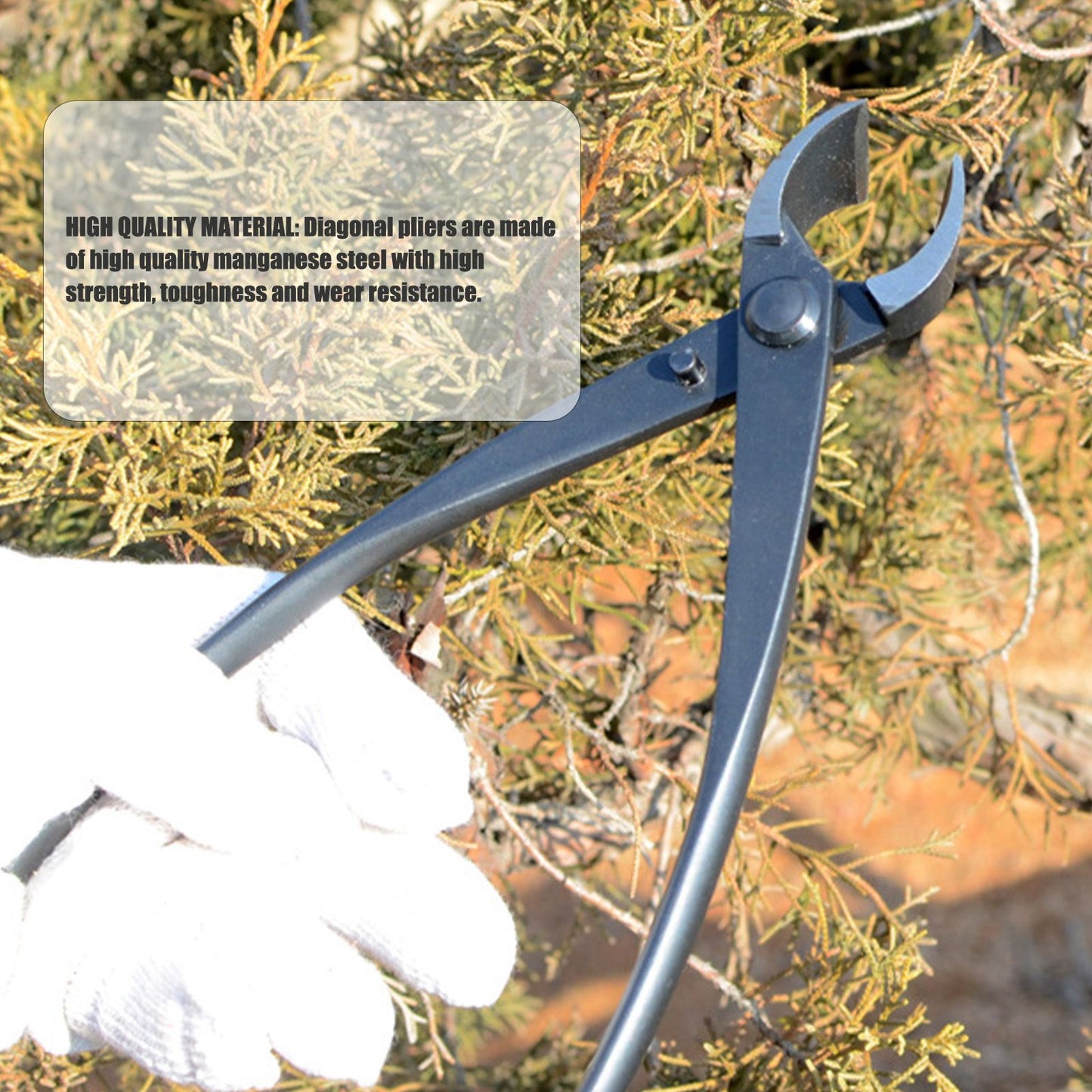 200mm/7.9in Concave Branch Cutter High Strength Manganese Steel Diagonal Pliers Black V1294-YM0523-3111220083711