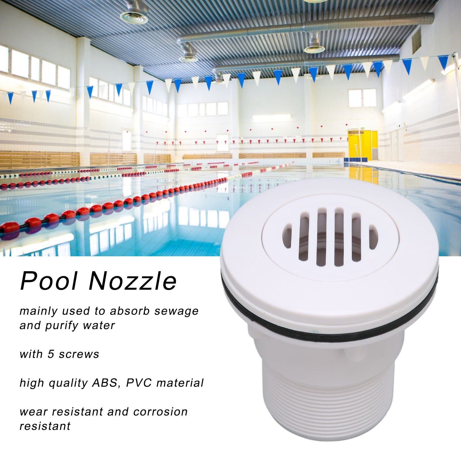 Pool Nozzle Replacement G2A Thread Wear Resistant Pool Outlet Nozzle with 5 Screws for Swimming Pool V1294-YM0523-3111220084211