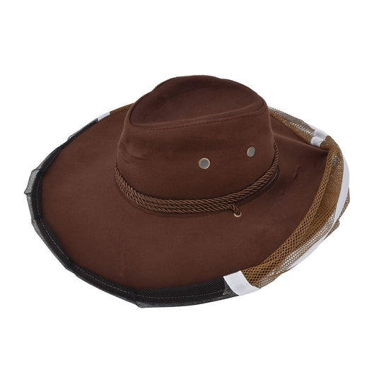 Beekeeper Cowboy Hat Tightening Design Breathable Mesh Beekeeping Veil Hat for Beekeepers Fishermen Hunters V1294-YM0523-3111220084311