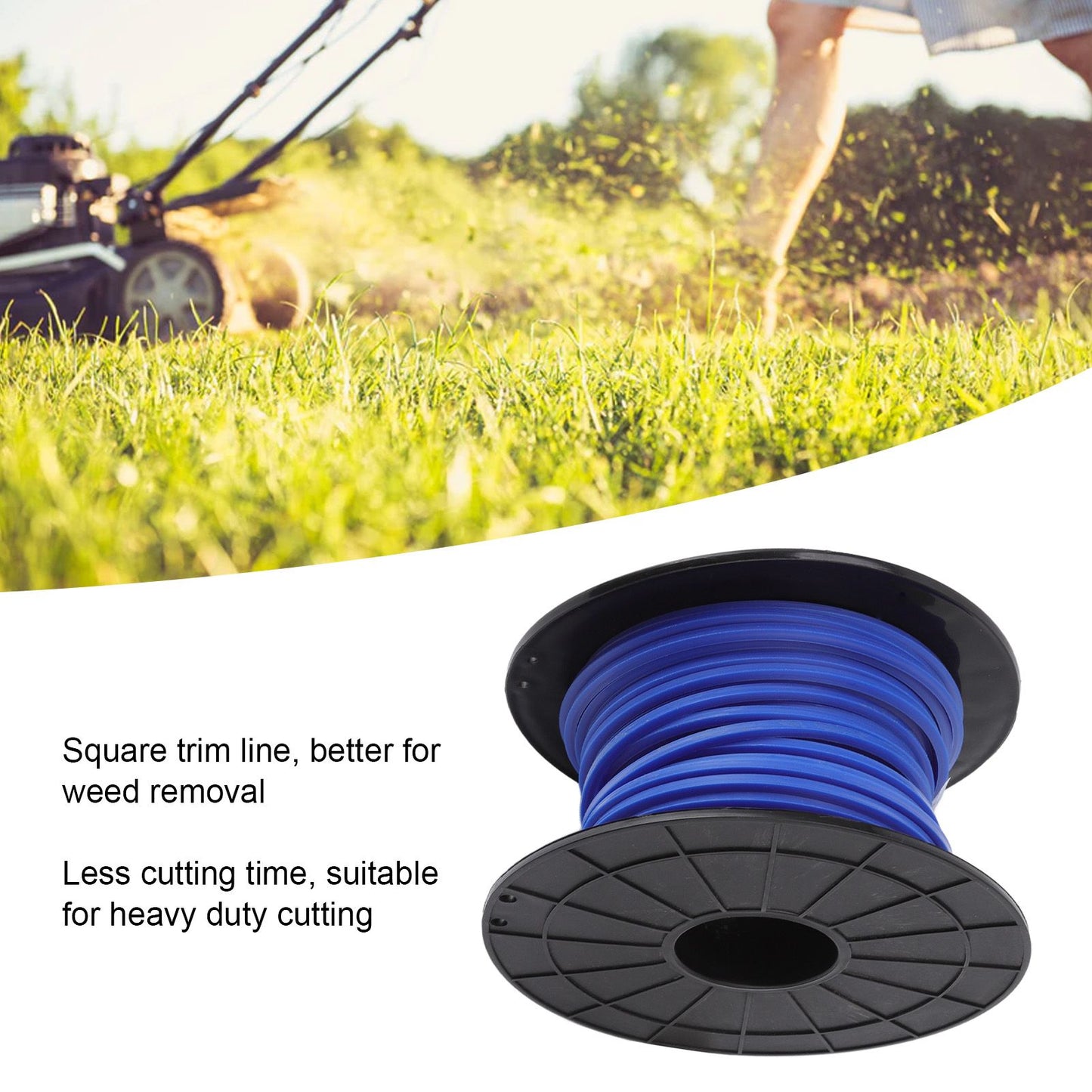 Trimmer Line 4.0mm Thickness Square Field Mower Auxiliary Tool for Husqvarna 30M Blue V1294-YM0523-3111220086011