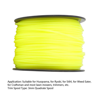 3mm String Trimmer Line Quadrate Trimmer Line Lawn Mower String Cord for Husqvarna Yellow 168m/551.2ft V1294-YM0523-3111220086212