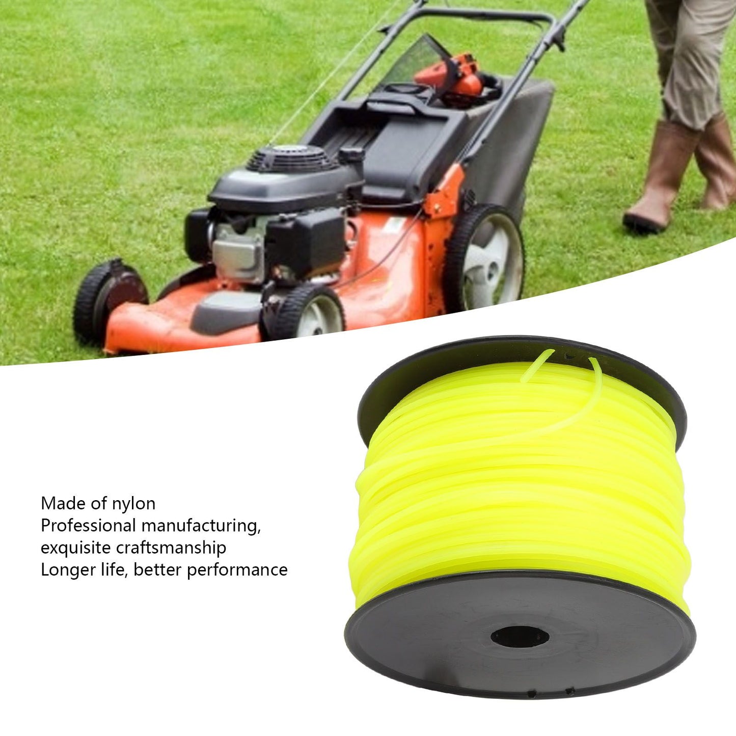 3mm String Trimmer Line Quadrate Trimmer Line Lawn Mower String Cord for Husqvarna Yellow 168m/551.2ft V1294-YM0523-3111220086212
