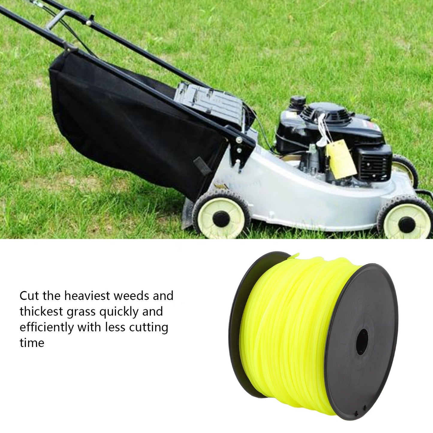 3mm String Trimmer Line Quadrate Trimmer Line Lawn Mower String Cord for Husqvarna Yellow 168m/551.2ft V1294-YM0523-3111220086212