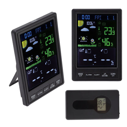 Weather Stations Wireless Indoor Outdoor Color Display Black 3 Channels Regulable Backlight Clock Thermometer V1294-YM0523-3111220087211